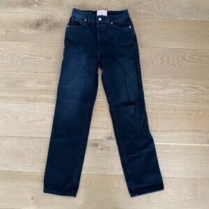 Revice Denim - Slit Knee Straight Leg Jeans in Black